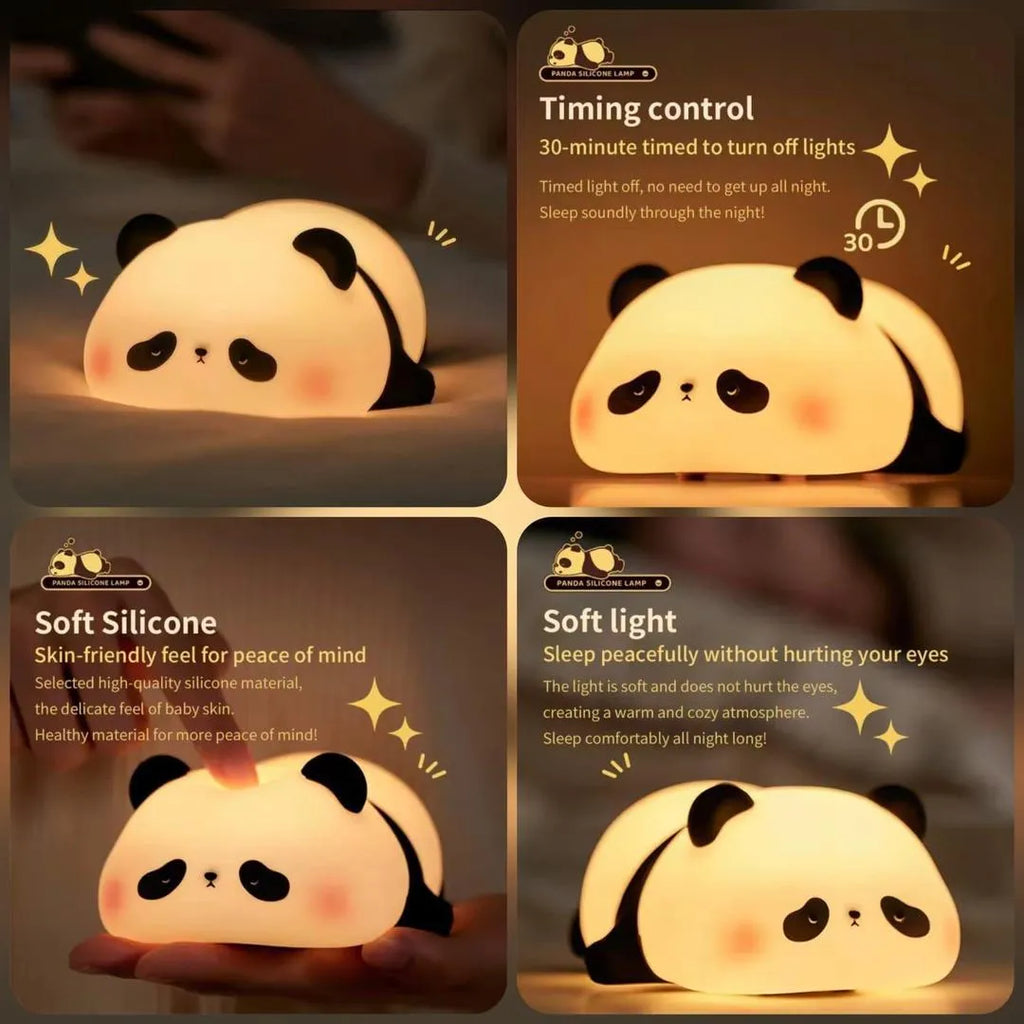 Cute Panda LED Night Lamp for Kids & Bedroom | Soft Silicone Rechargeable Sleeping Light